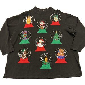 Bechamel Women Mock Turtleneck Christmas Holiday shirt Applique XL ugly sweater